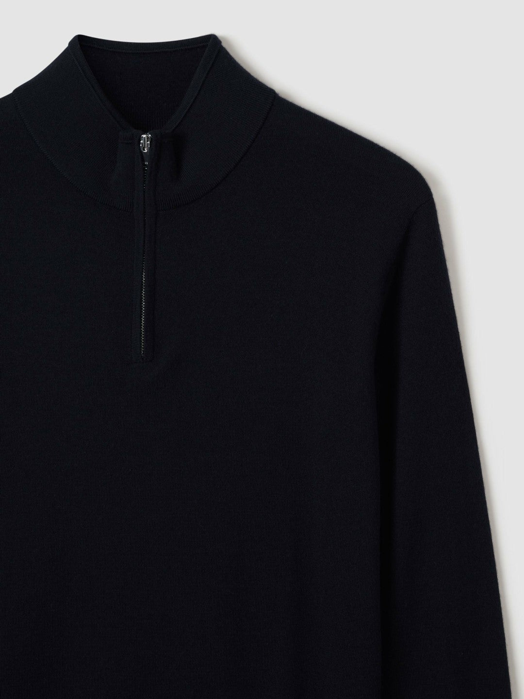 Reiss Merino Wool Half-Zip Jumper in Navy