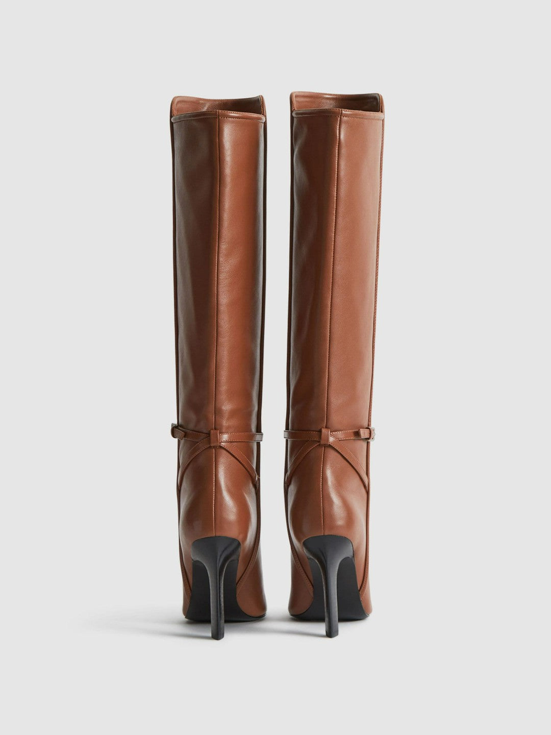 Reiss Leather Knee High Boots in Tan