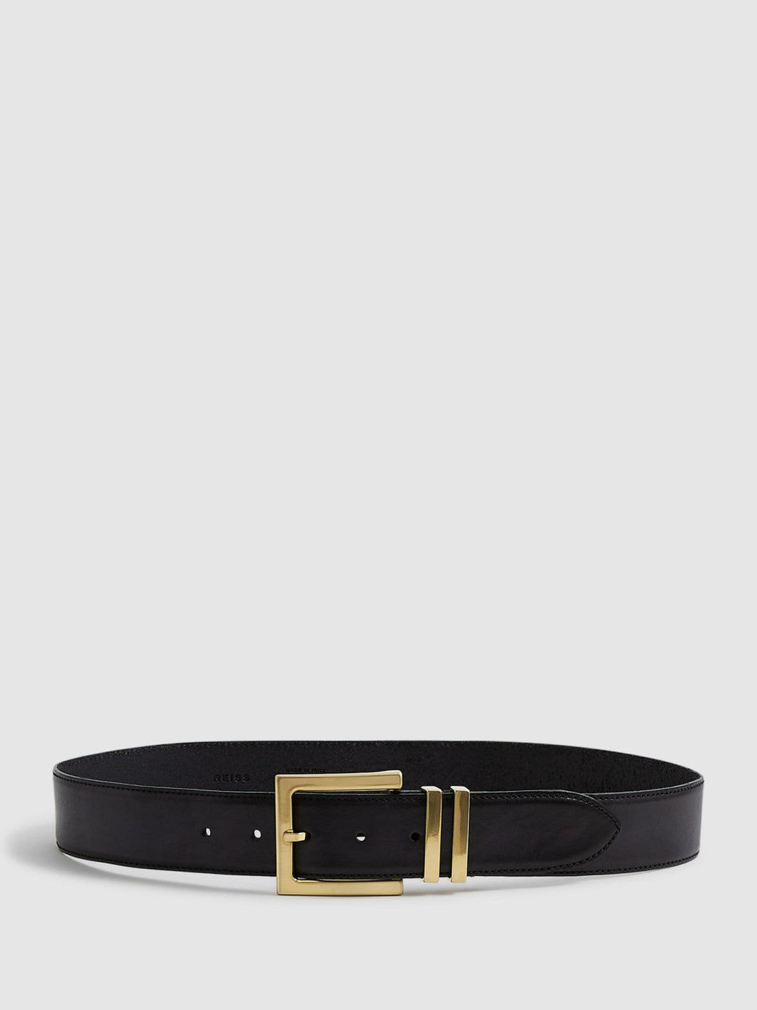 Reiss Leather Square Buckle Belt in Black