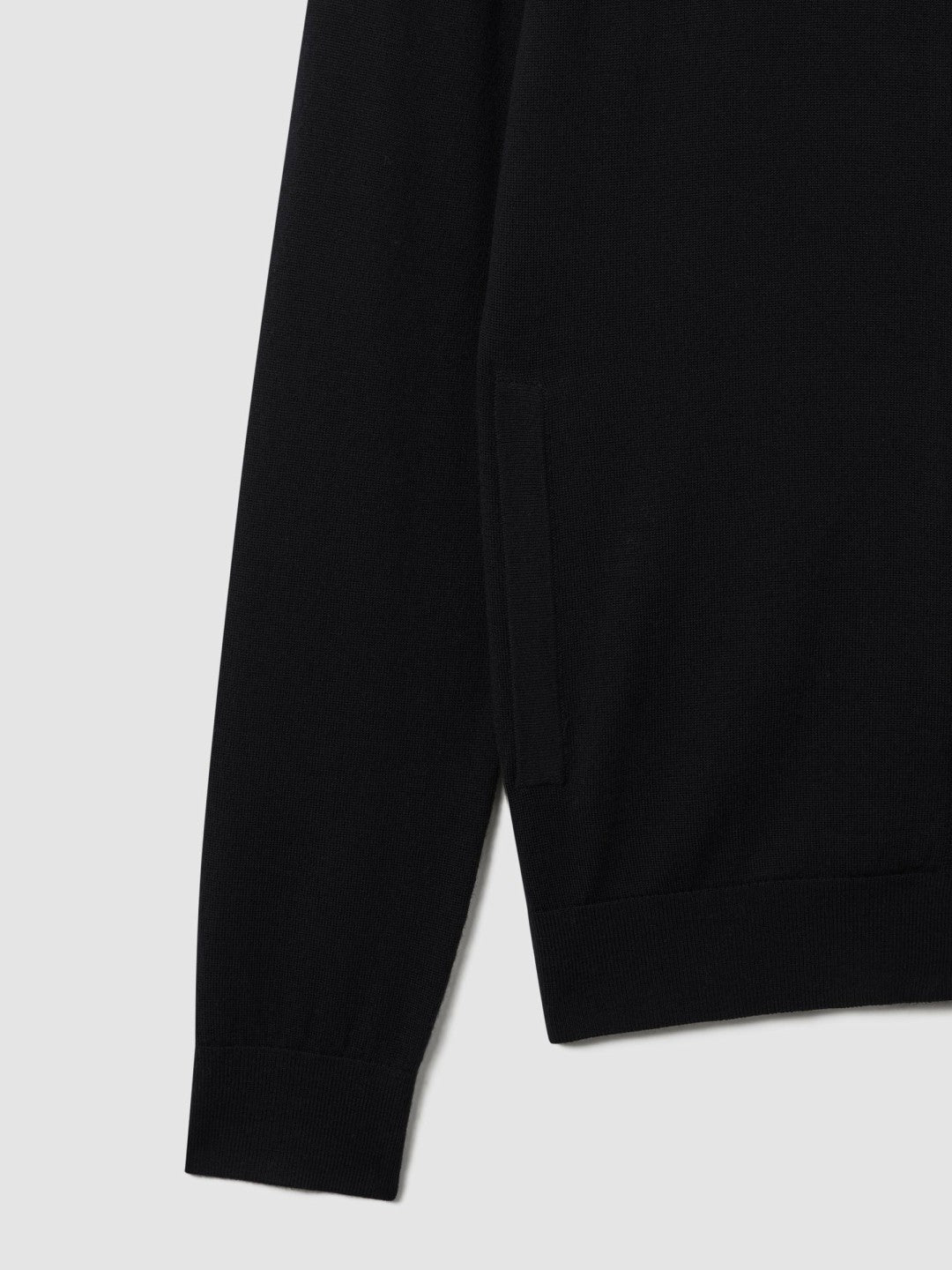 Reiss Merino Wool Zip-Through Cardigan in Black