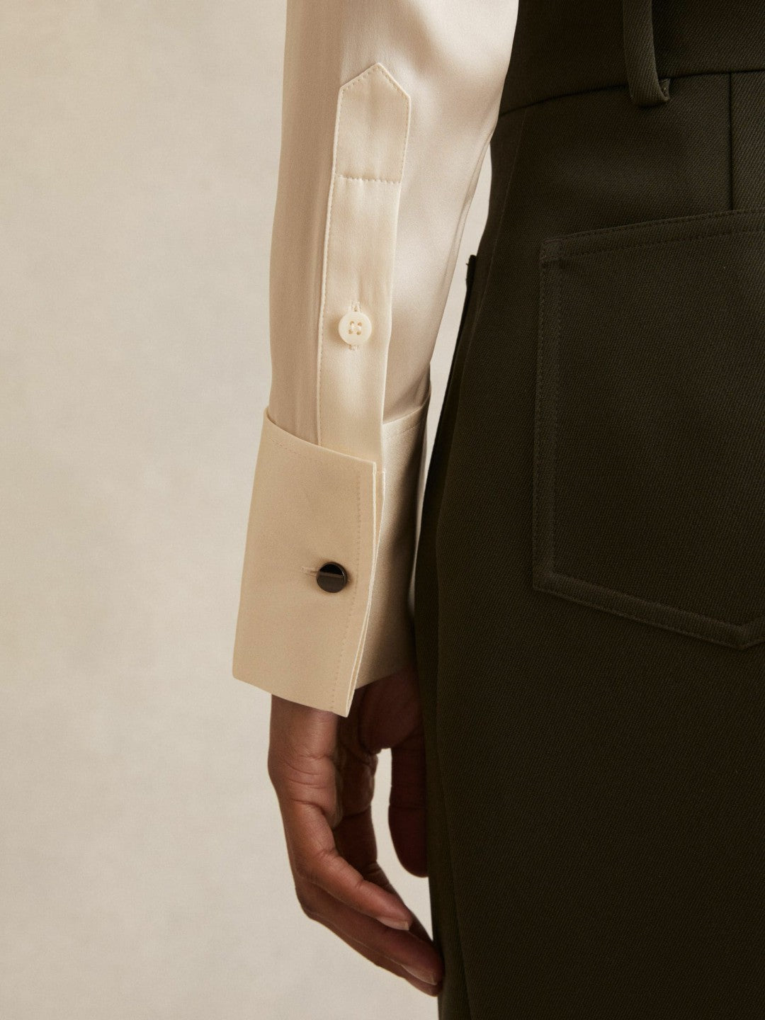 Reiss Silk-Satin Concealed-Placket Shirt in Ivory