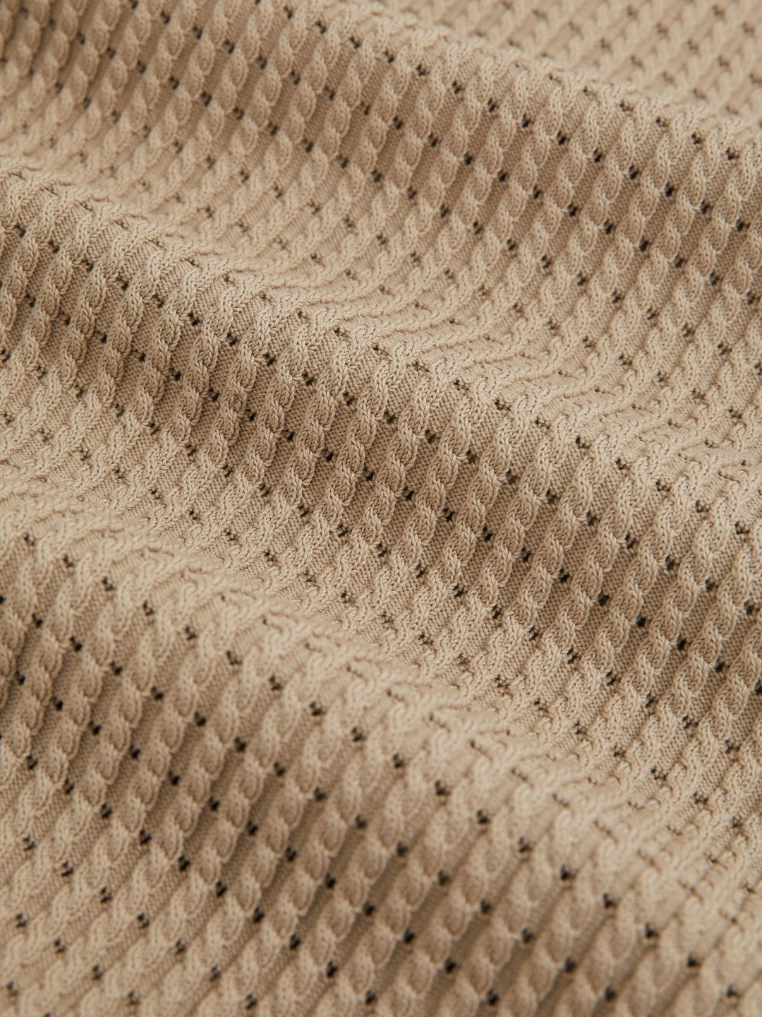 Reiss Micro-Cable Open-Collar Cotton-Blend Shirt in Light Camel Brown