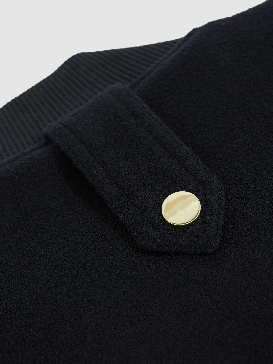 Reiss Brushed Wool Epaulette Bomber Jacket in Navy