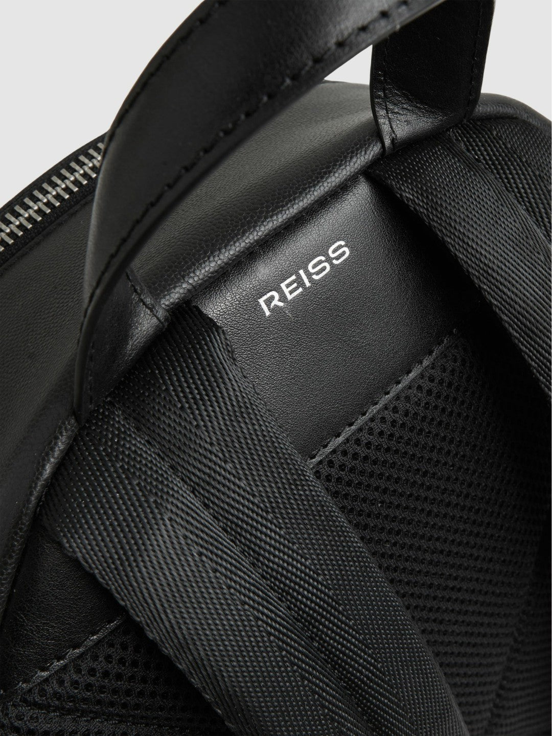 Reiss Micro-Grain Leather Backpack in Black