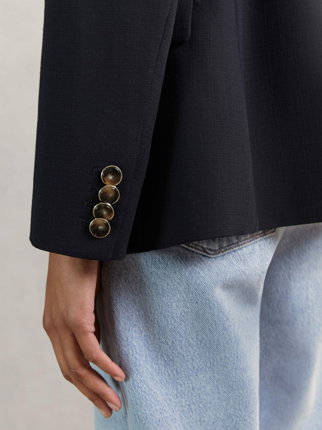 Reiss Wool-Blend Double-Breasted Blazer in Navy