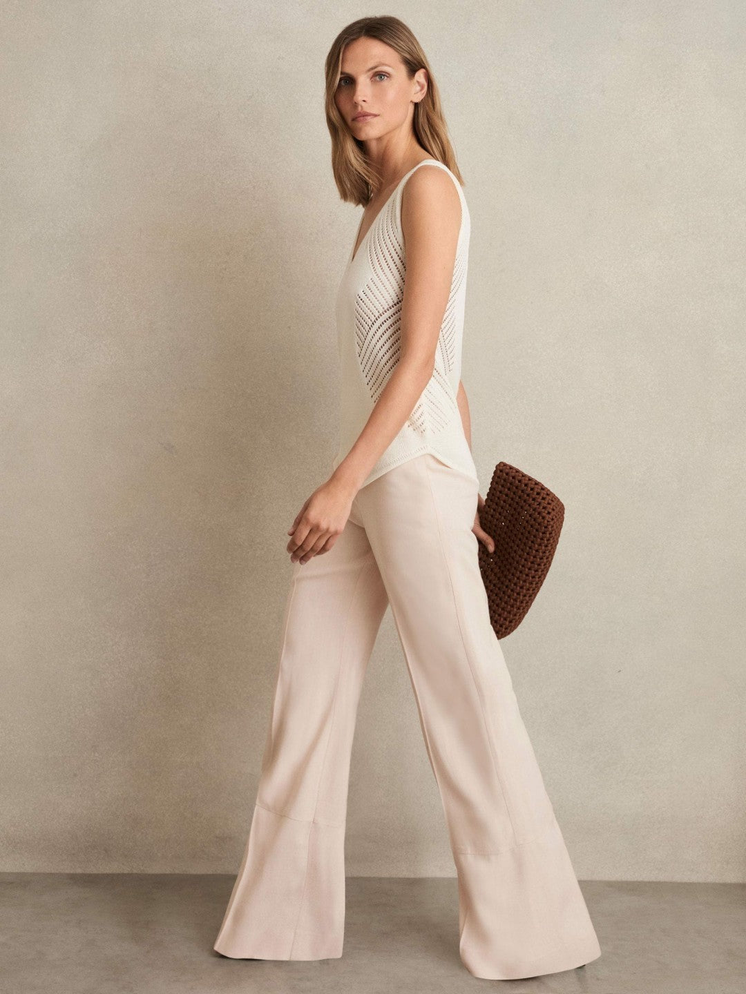 Reiss Petite Wide-Leg Suit Trousers in Pink