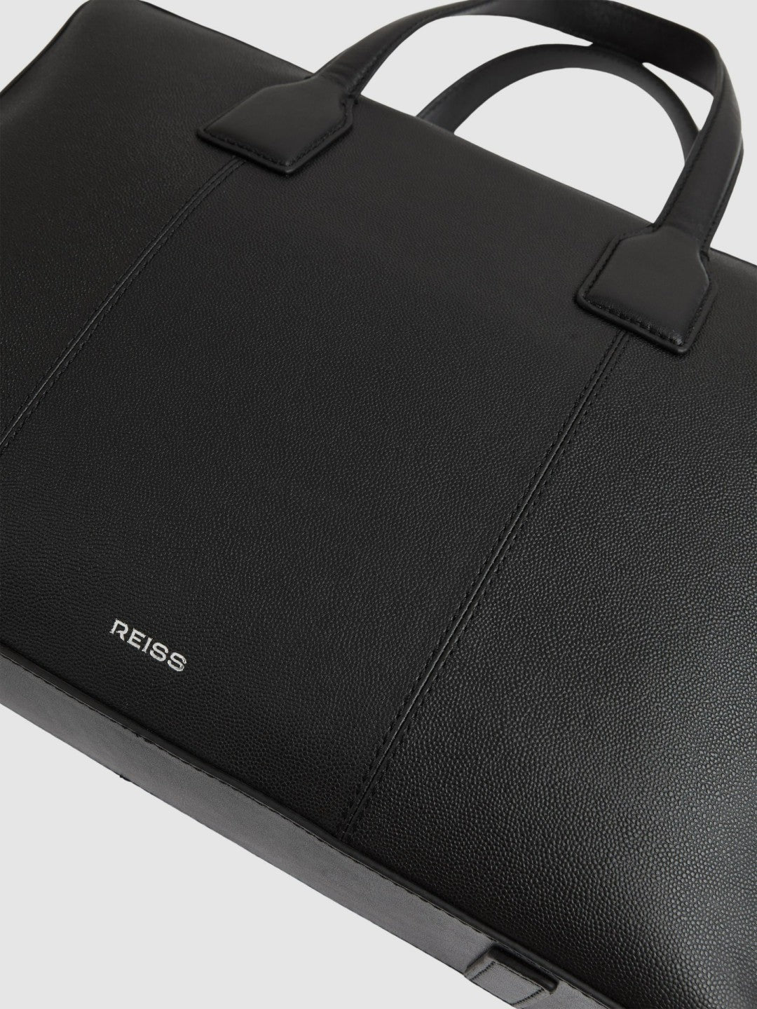 Reiss Micro-Grain Leather Briefcase in Black