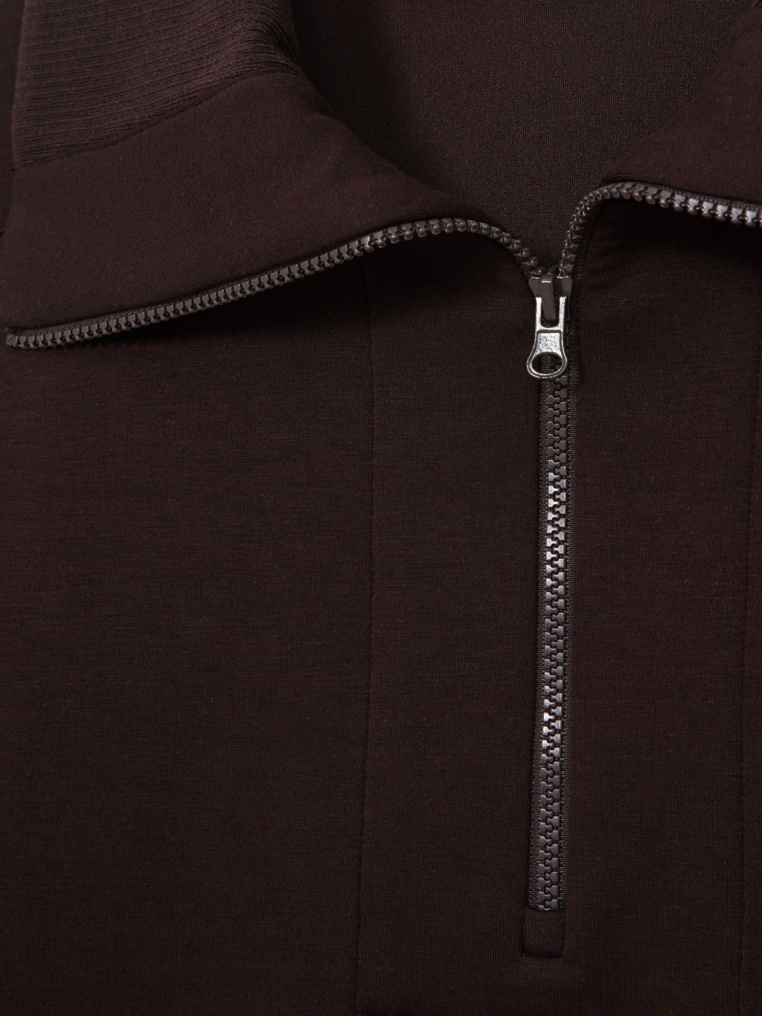 Reiss Interlock Half Zip Drawstring Hem Sweatshirt in Plum