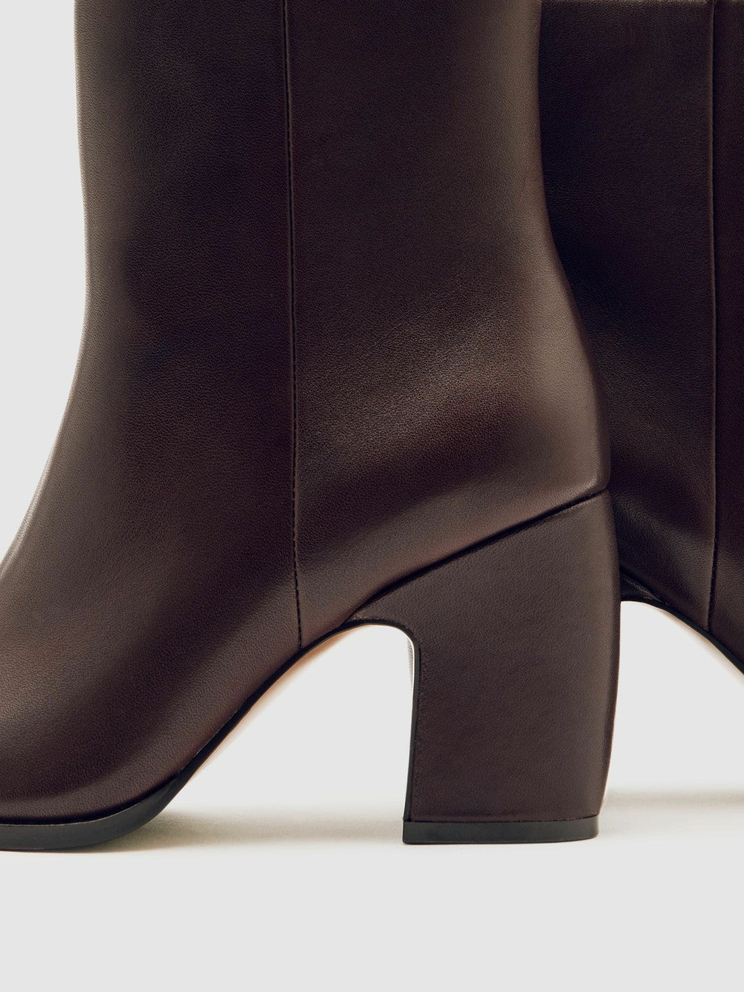 Reiss Leather Blocked Heel Ankle Boots in Oxblood
