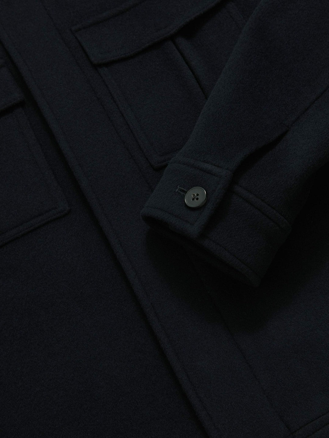 Reiss Sale - Wool Blend Twin Pocket Zipped Jacket in Navy