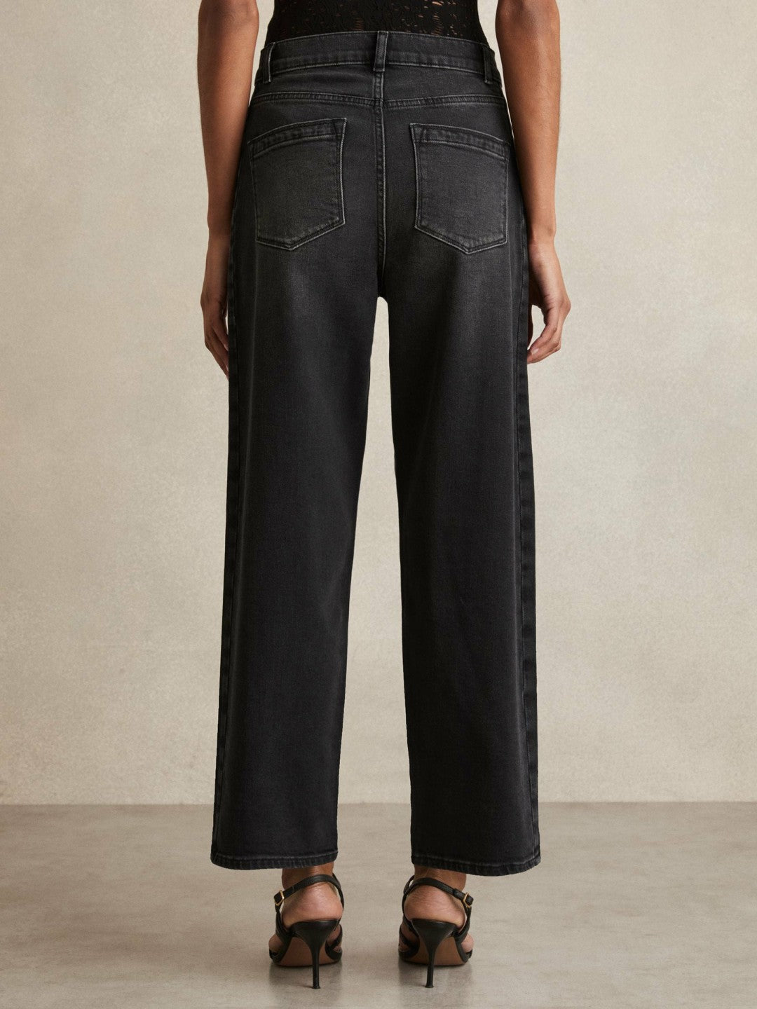 Reiss Petite Barrel-Leg Seam Jeans in Washed Grey