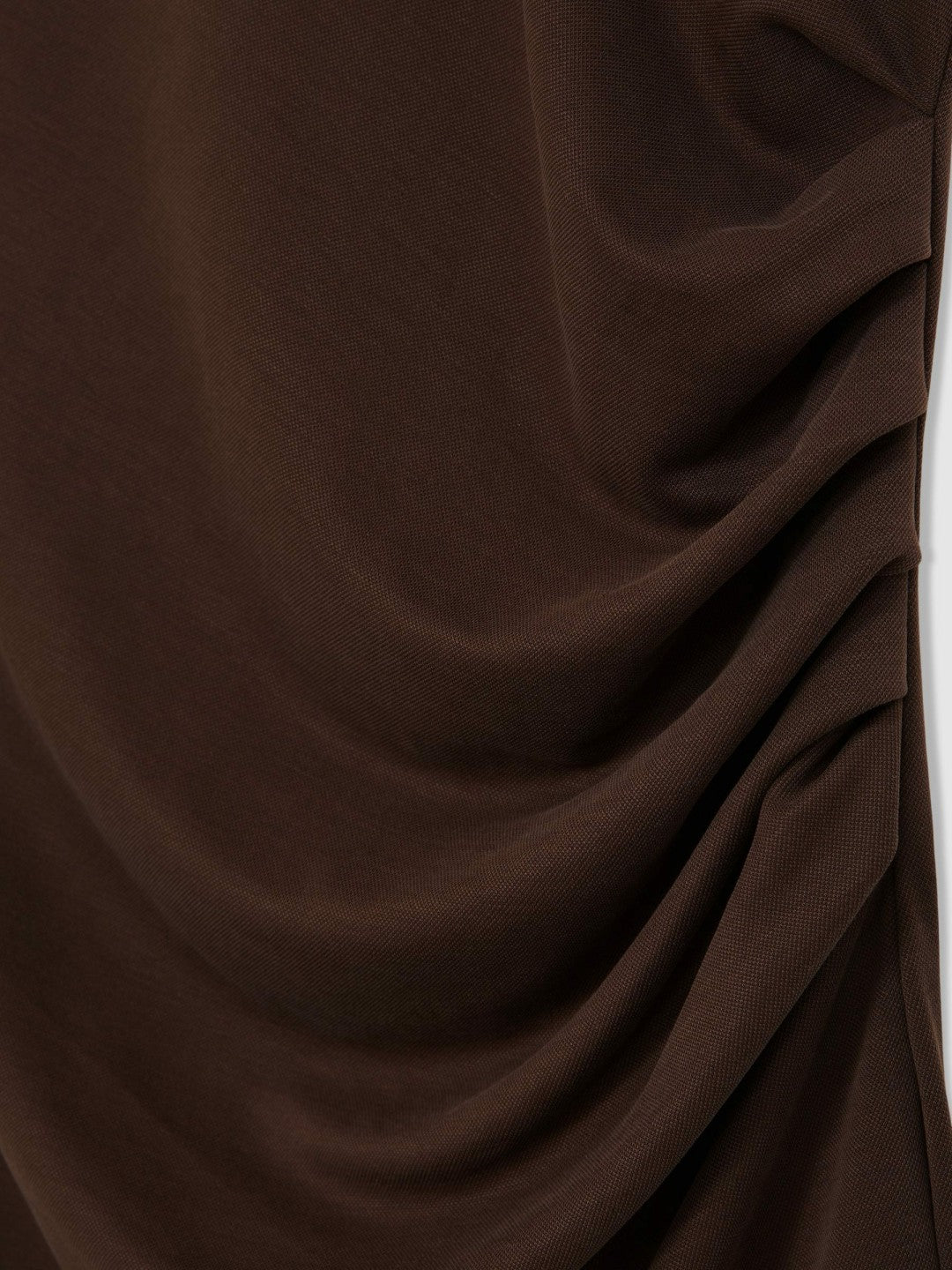 Reiss Jersey Ruched Racer Midi Dress in Chocolate Brown
