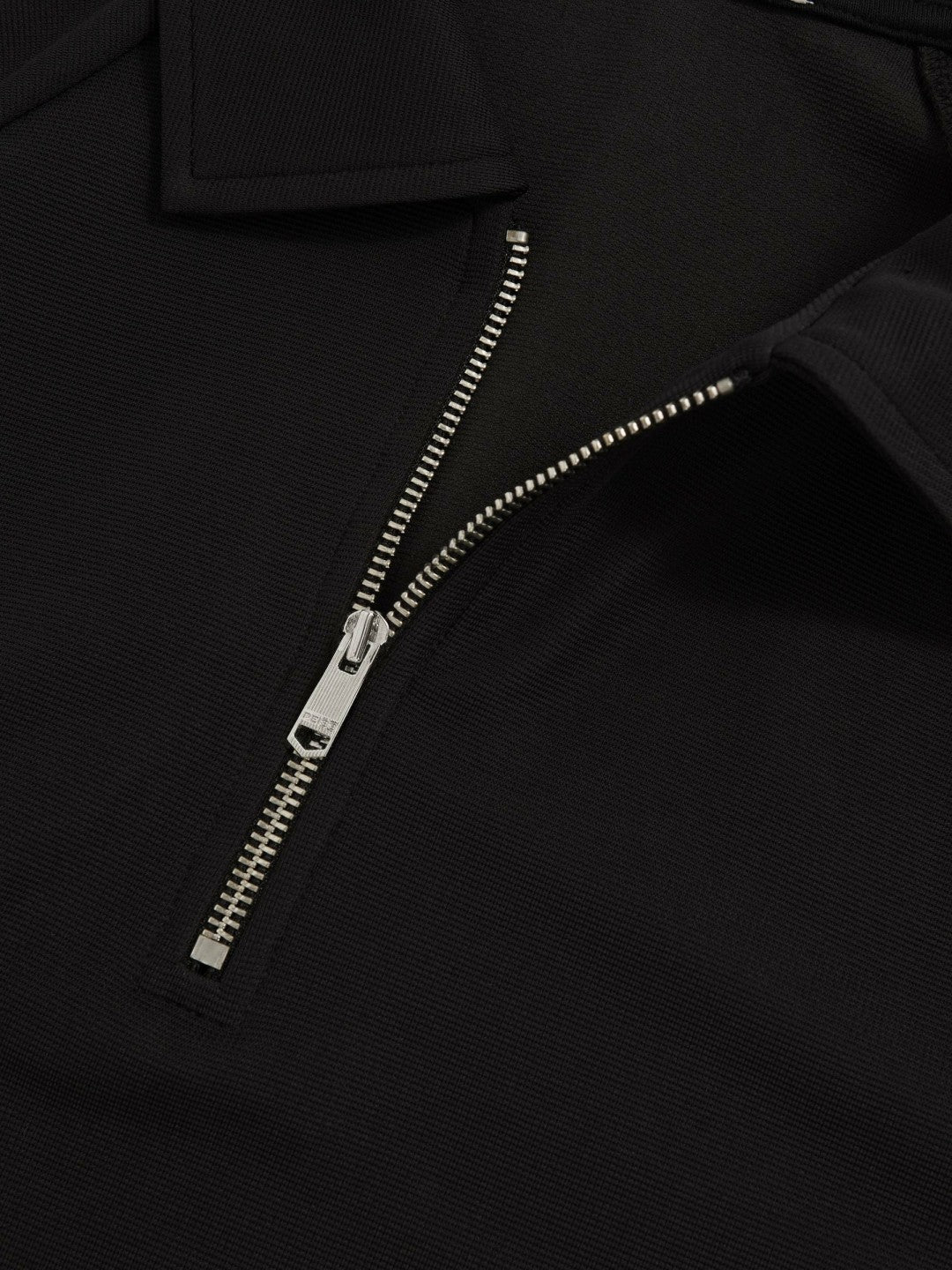 Reiss Savings - Textured Raglan Half-Zip Polo Shirt in Black