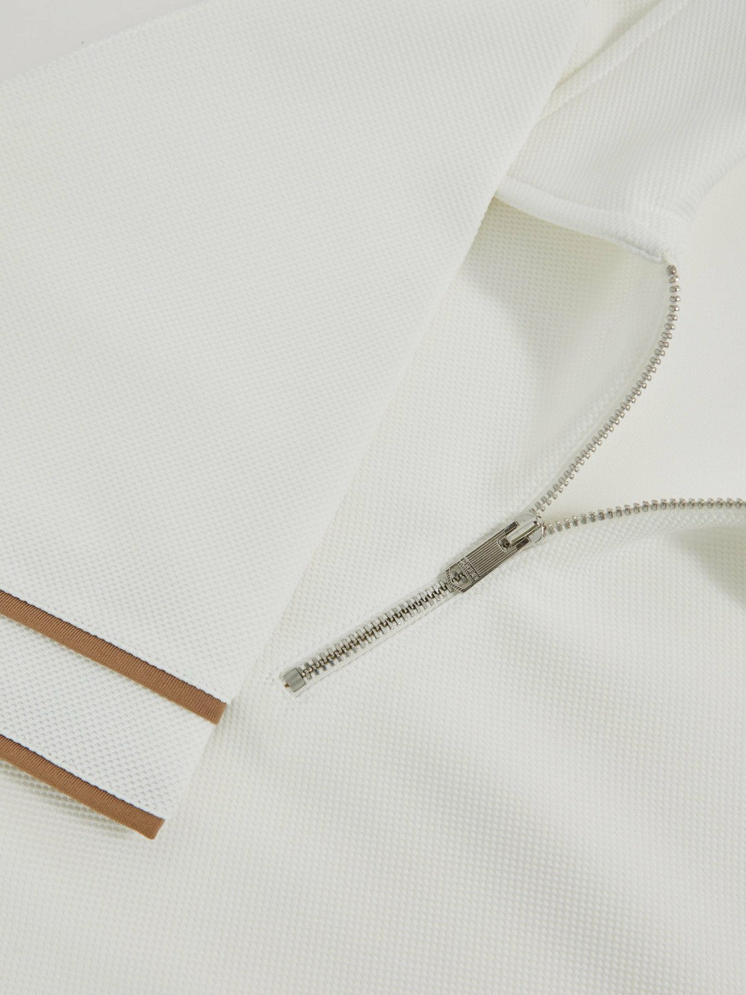 Reiss Sale - Textured Half-Zip Tipped Polo Shirt in White
