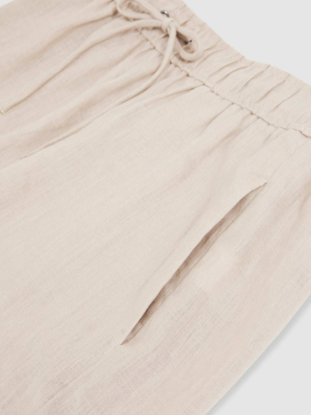 Reiss Linen-Blend Drawstring Shorts in Neutral
