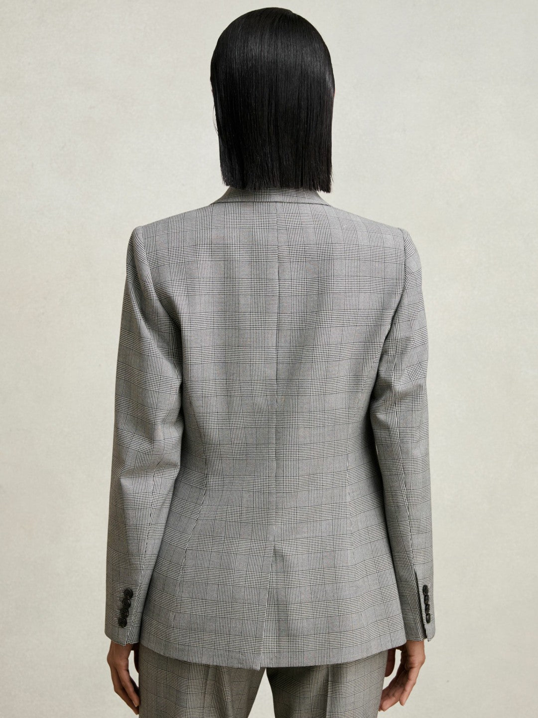 Reiss Petite Single-Breasted Check Suit Blazer in Grey