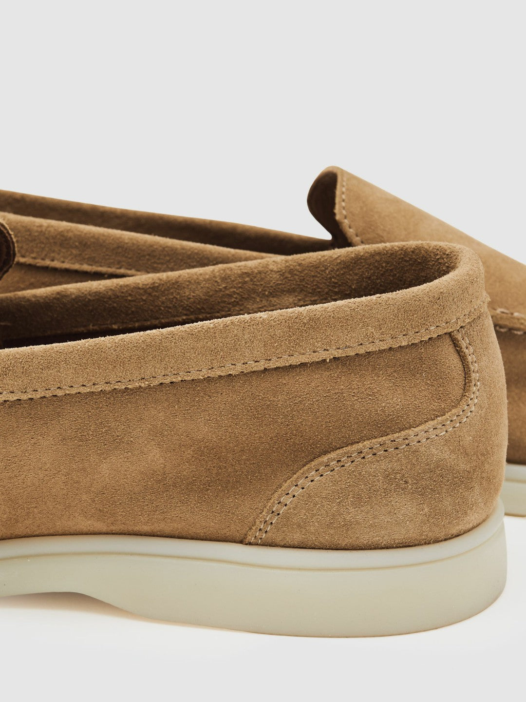Reiss Suede Slip-On Loafers in Stone