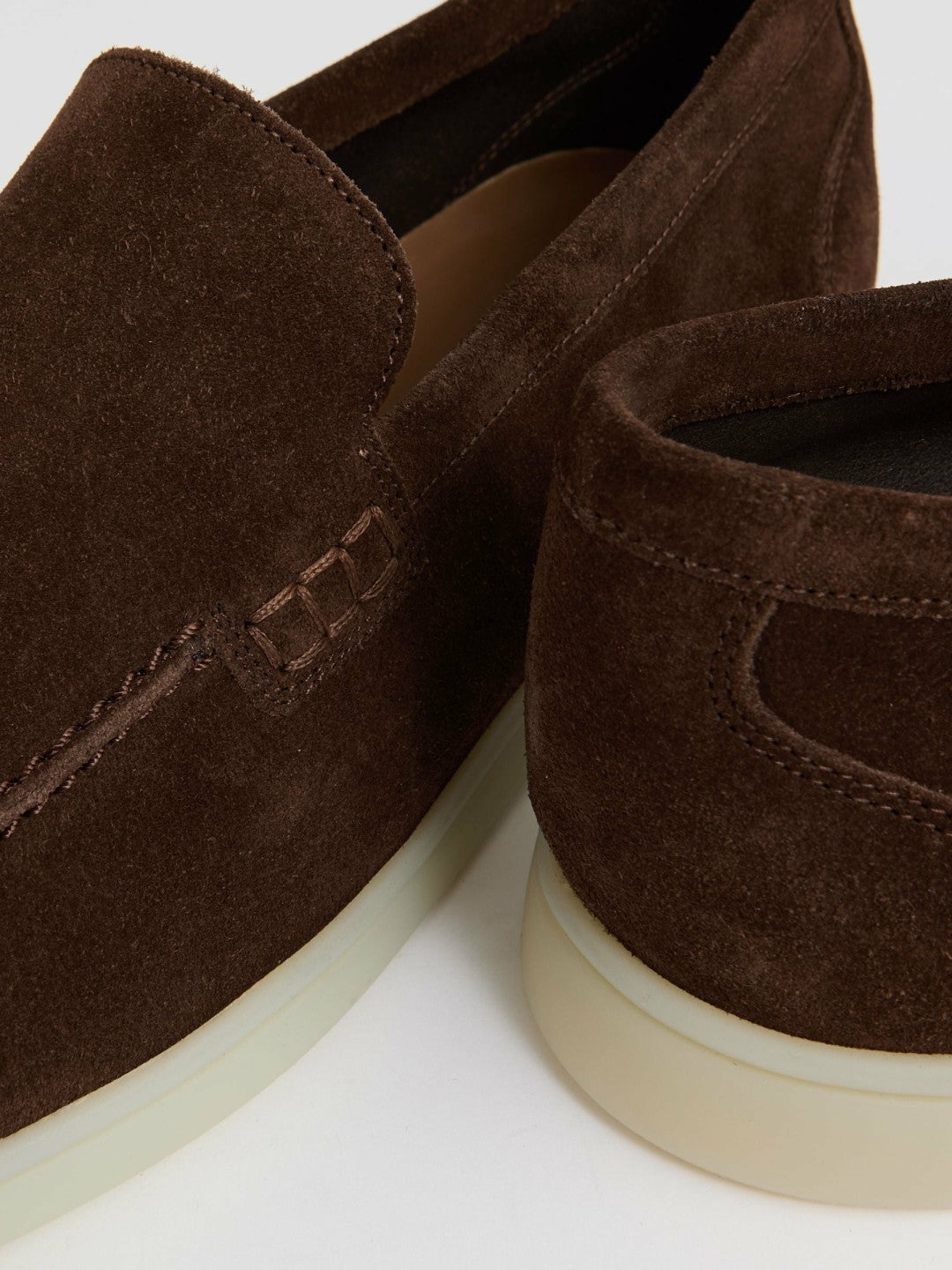 Reiss Suede Slip-On Loafers in Chocolate Brown