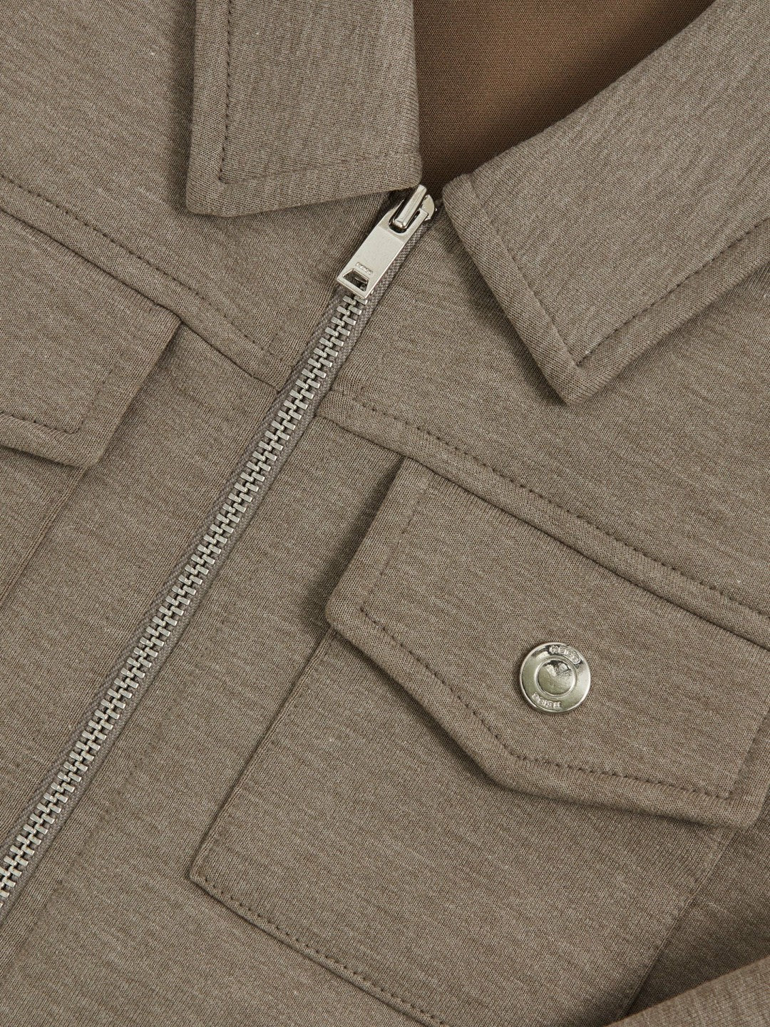 Reiss 9-13 yrs Interlock Zip-Through Overshirt in Taupe Brown