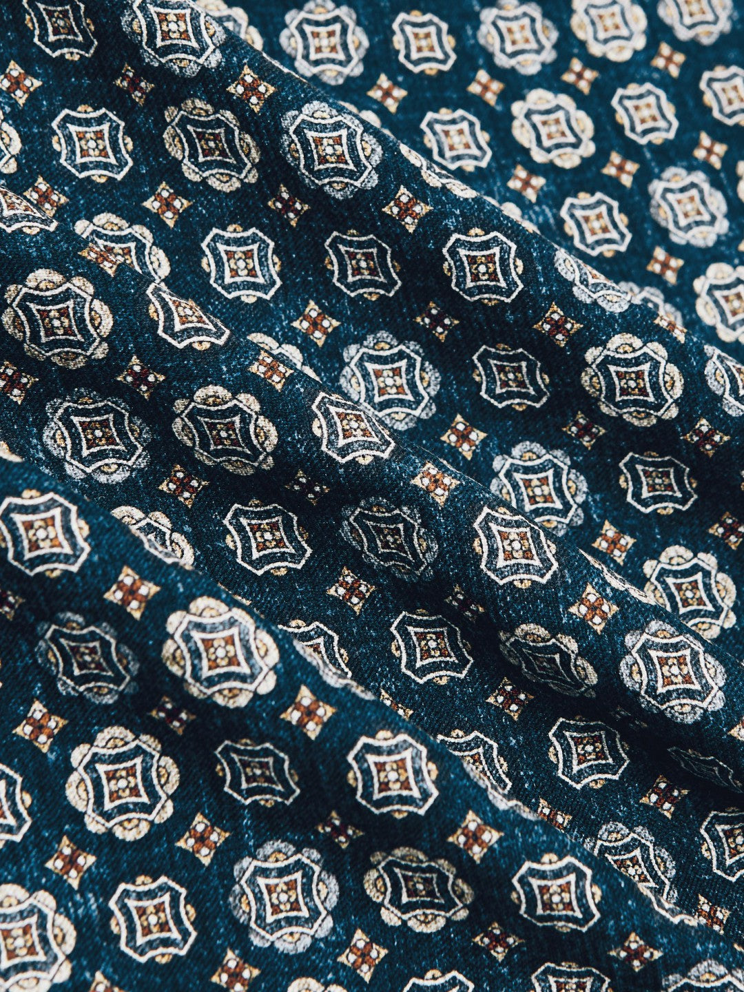 Reiss Value - Silk Medallion Print Pocket Square in Indigo Melange