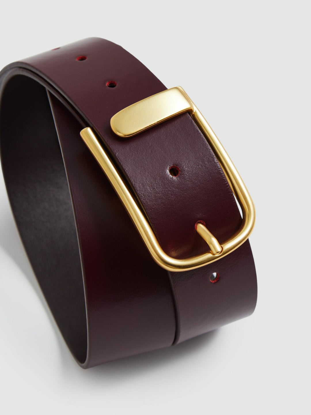 Reiss Value - Leather Half Keeper Belt in Burgundy