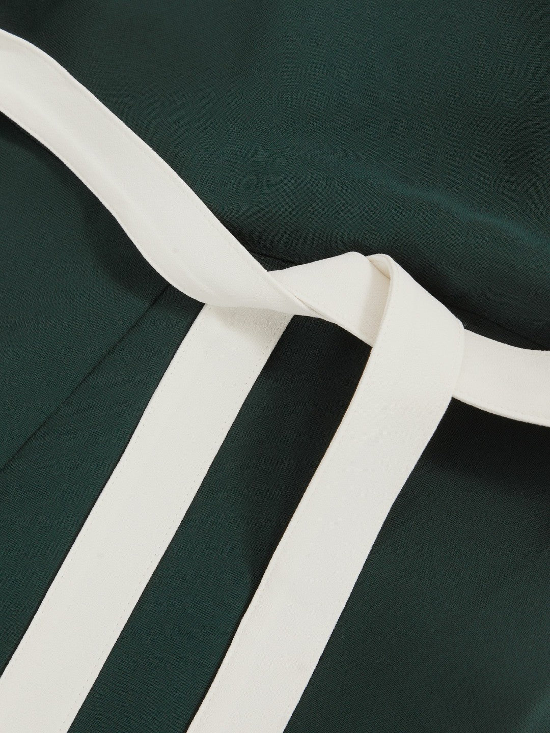 Reiss Colourblock Wide Leg Belted Jumpsuit in Dark Green/Cream