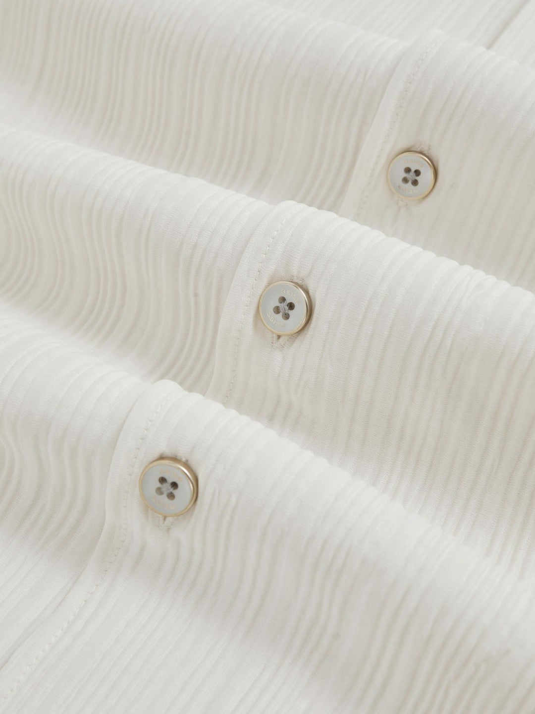 Reiss Plissé Cuban-Collar Long-Sleeve Shirt in Off White