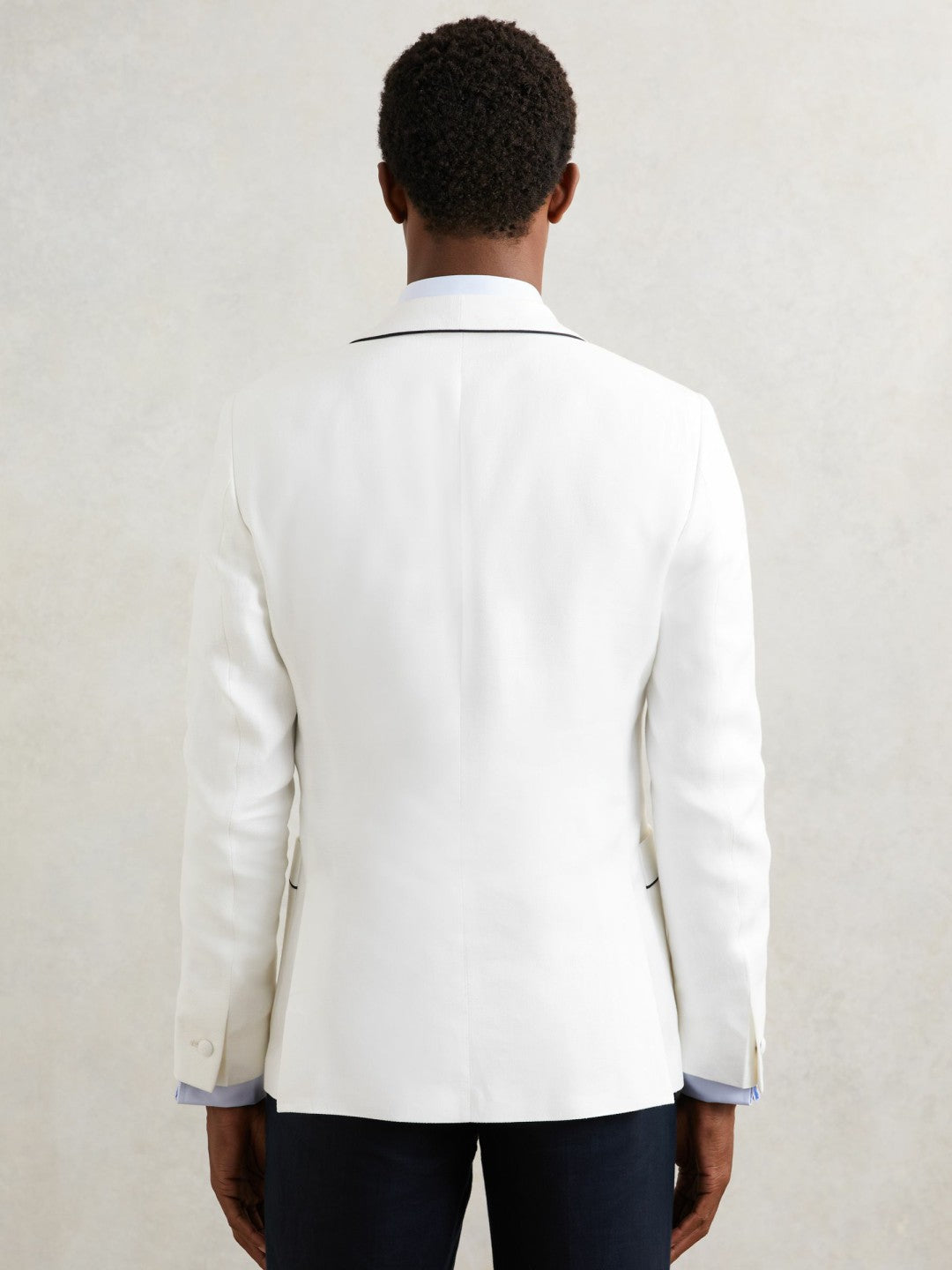 Reiss Affordable - Single-Breasted Blazer with Linen in Ivory White