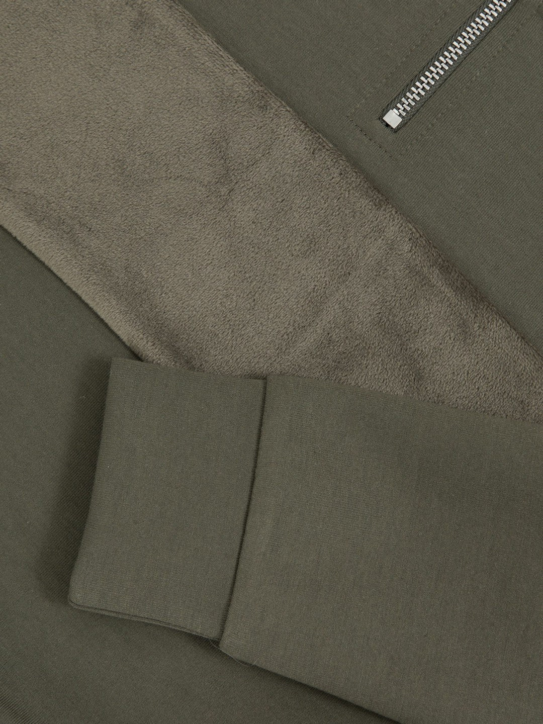 Reiss 9-13 yrs Slim Fit Half-Zip Funnel Neck Velour Sweatshirt in Dark Sage Green