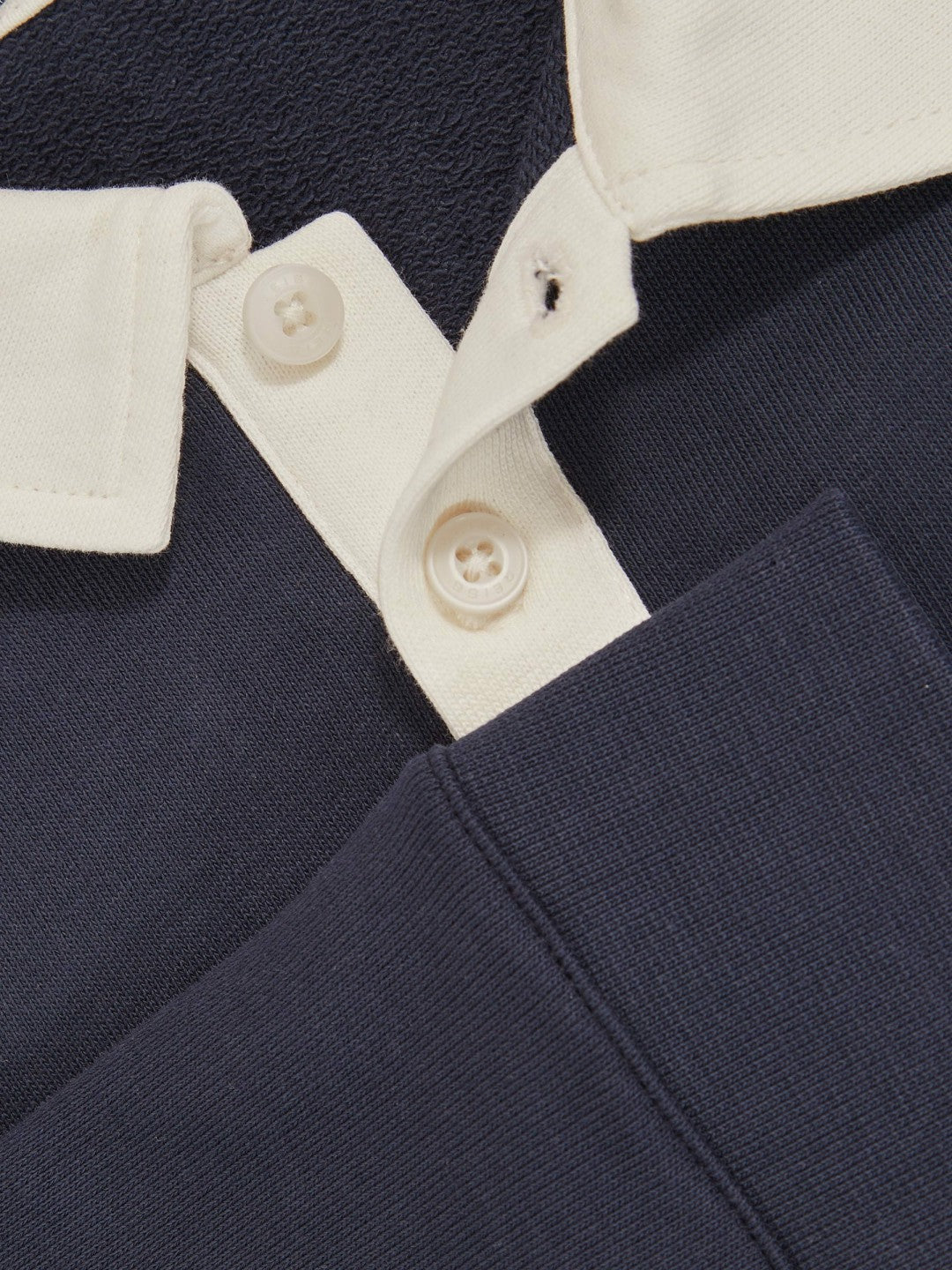 Reiss Affordable - Cotton Half-Button Rugby Polo Shirt in Navy/White
