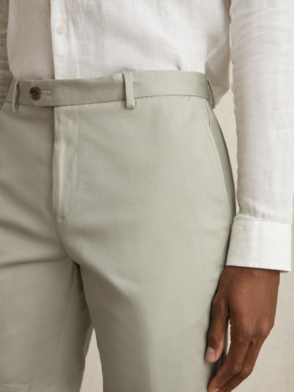 Reiss Popular Choice - Cotton Chino Shorts With Stretch in Soft Sage