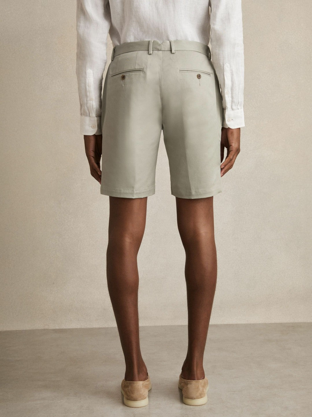 Reiss Popular Choice - Cotton Chino Shorts With Stretch in Soft Sage