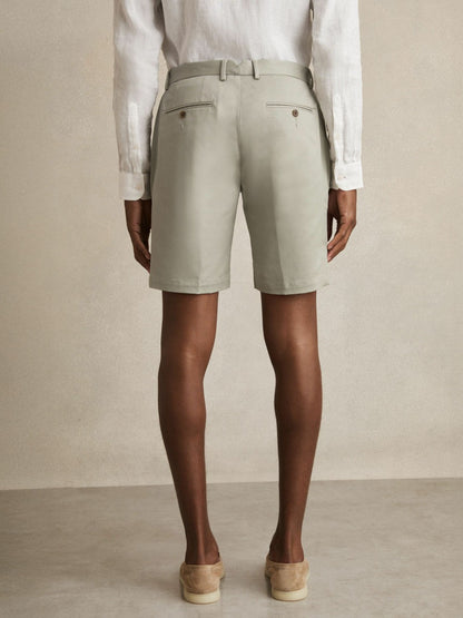 Reiss Popular Choice - Cotton Chino Shorts With Stretch in Soft Sage