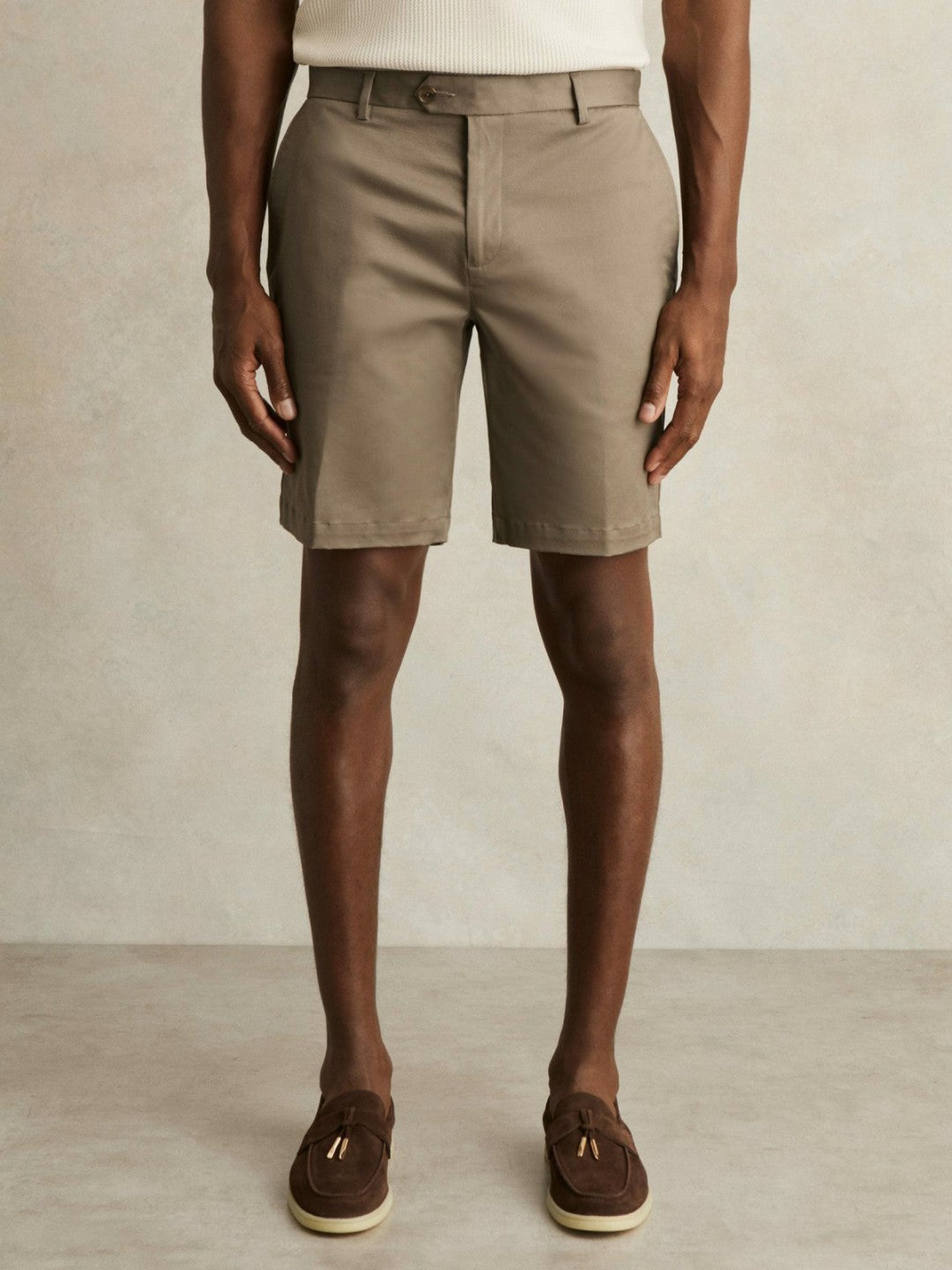 Reiss Savings - Oe Hampton Cotton Chino Shorts with Stretch in Taupe