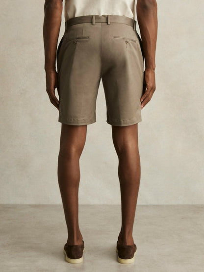 Reiss Savings - Oe Hampton Cotton Chino Shorts with Stretch in Taupe