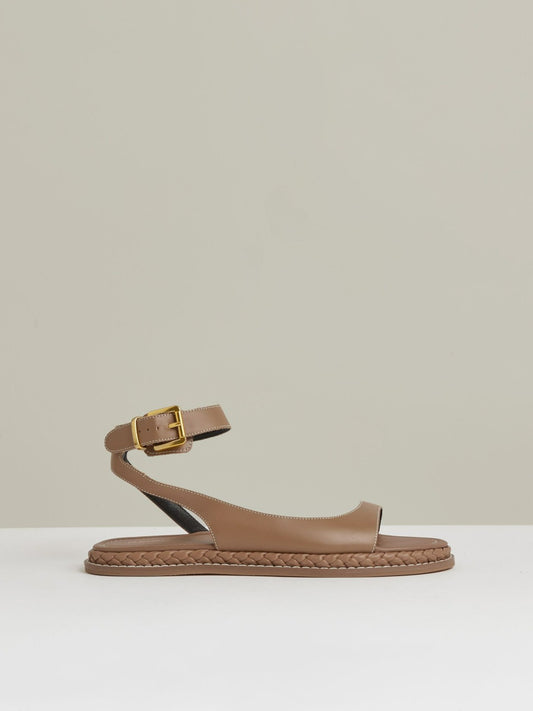 Reiss Savings - Leather Plait Detail Sandals in Tan