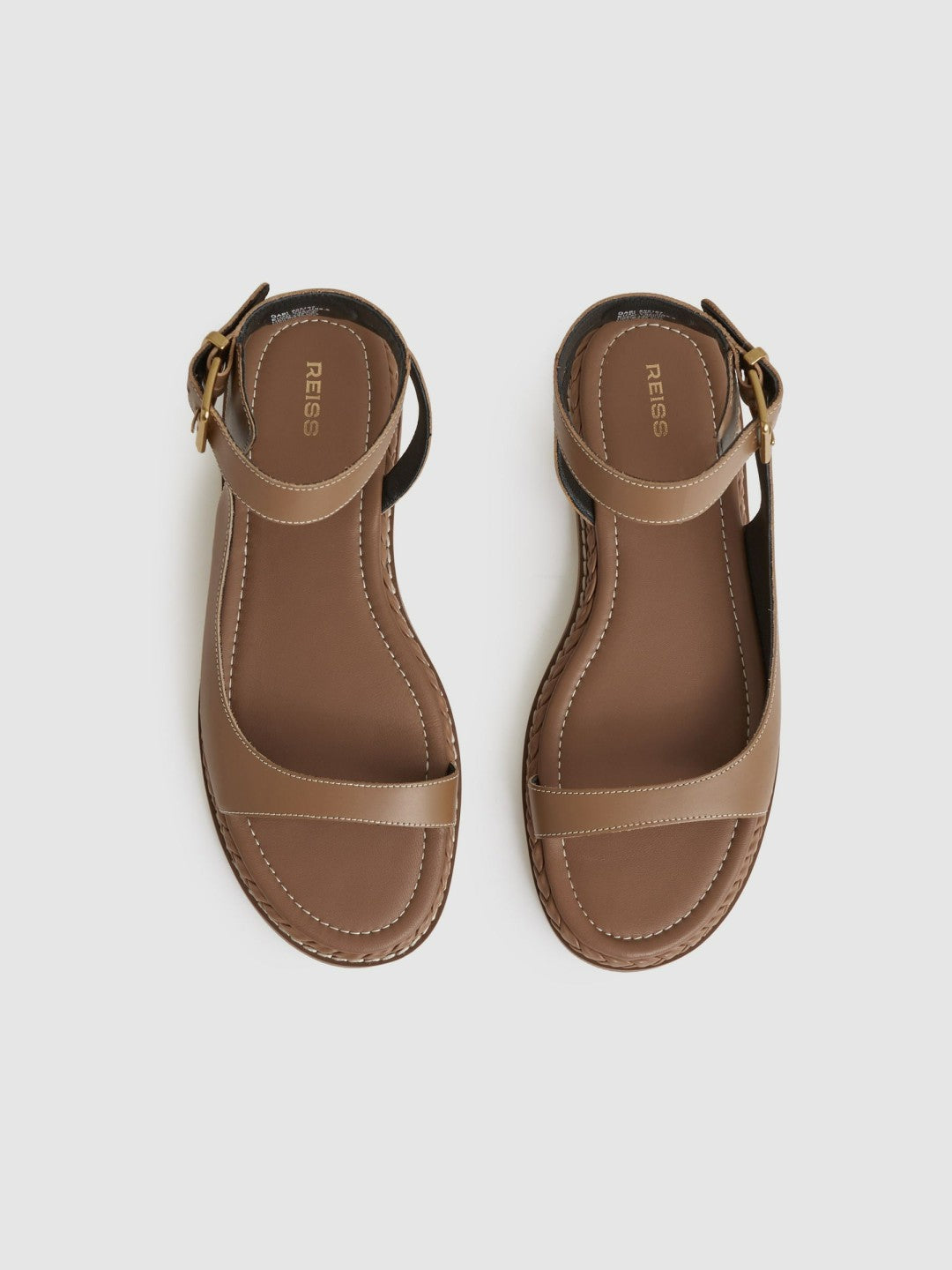 Reiss Savings - Leather Plait Detail Sandals in Tan