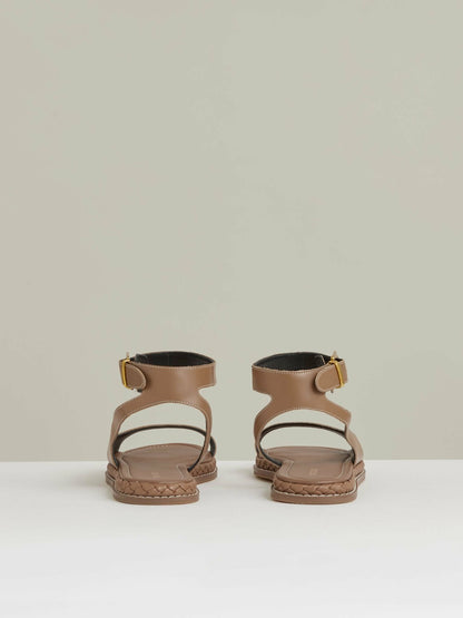 Reiss Savings - Leather Plait Detail Sandals in Tan