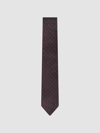 Reiss Featured - Polka Dot Silk Tie in Burgundy
