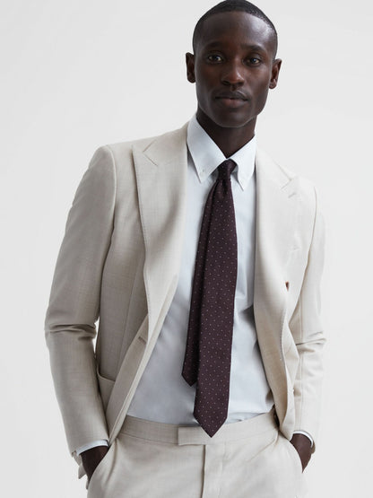 Reiss Featured - Polka Dot Silk Tie in Burgundy