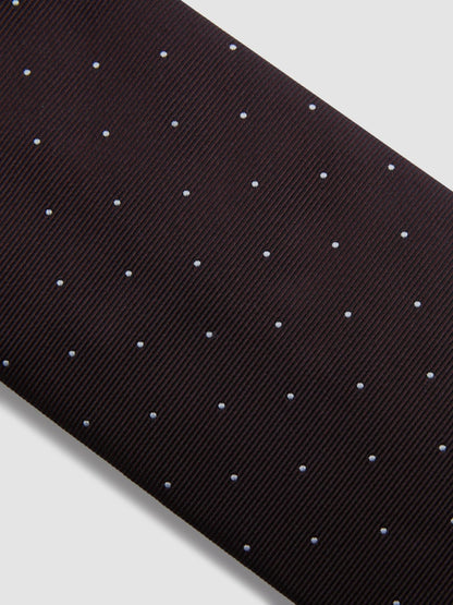 Reiss Featured - Polka Dot Silk Tie in Burgundy