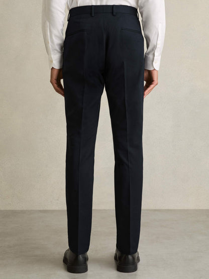 Reiss Slim Fit Cotton Blend Chinos in Navy