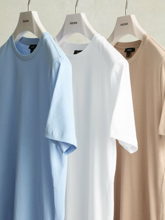 Reiss Best Seller - Cotton-Jersey Crew-Neck T-shirts 3 Pack in Neutral