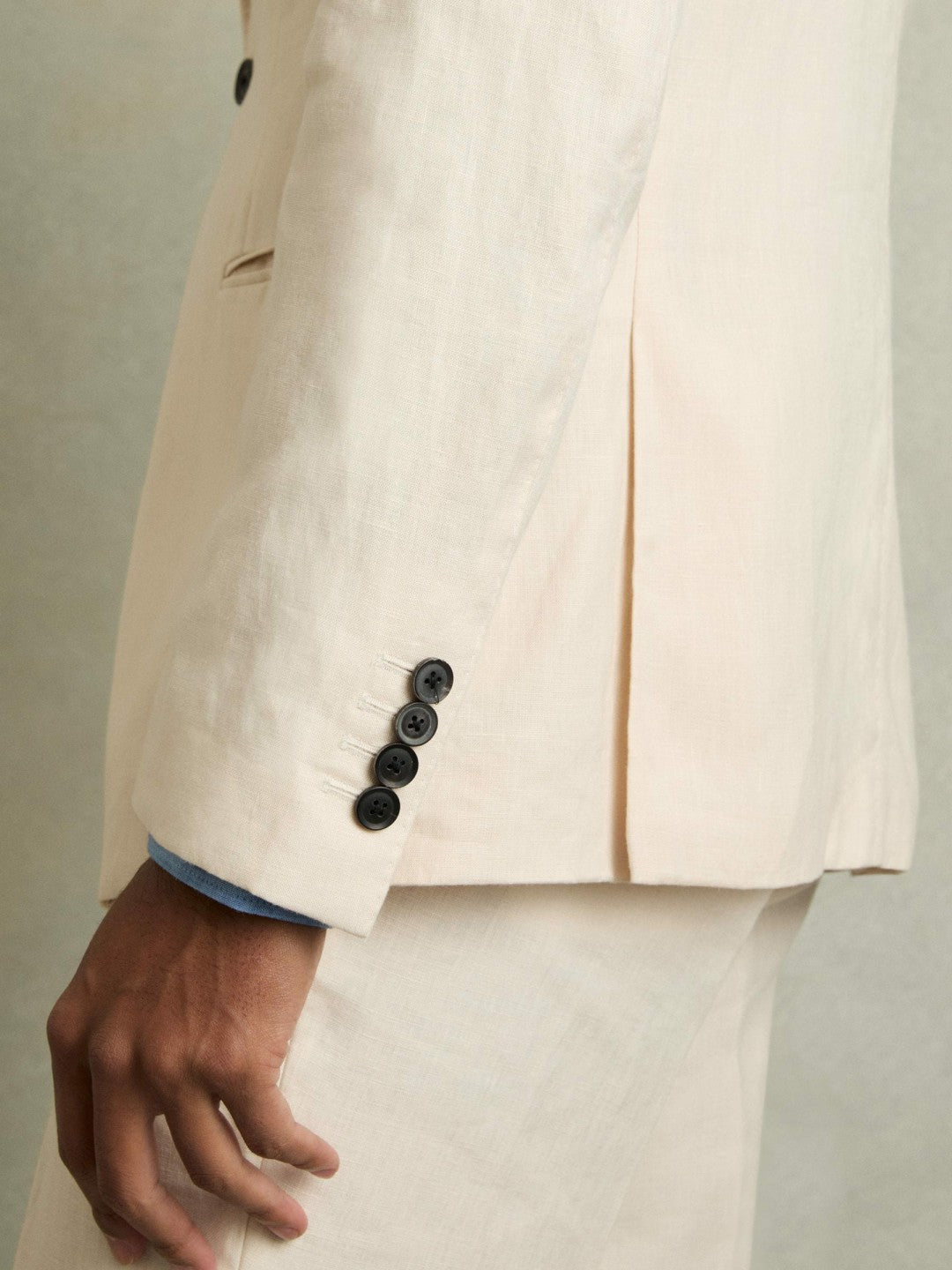 Reiss Sale - Slim-Fit Single Breasted Linen Blazer in Stone