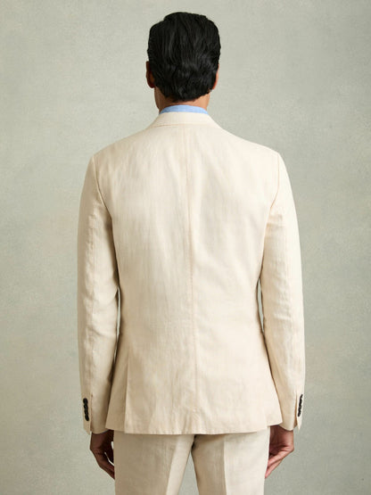 Reiss Sale - Slim-Fit Single Breasted Linen Blazer in Stone