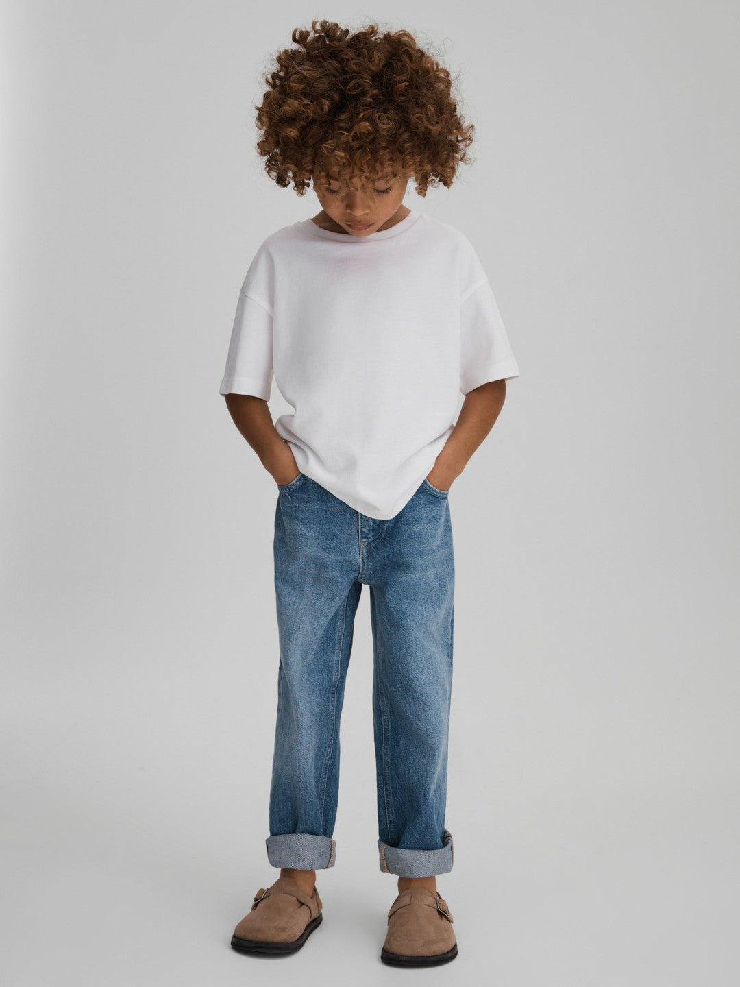 Reiss Deal - 3-9 yrs Loose Fit Adjuster Jeans in Mid Blue