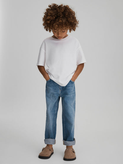 Reiss Deal - 3-9 yrs Loose Fit Adjuster Jeans in Mid Blue