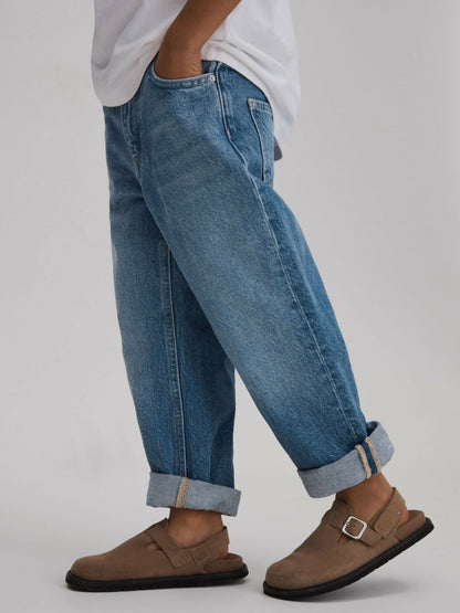 Reiss Deal - 3-9 yrs Loose Fit Adjuster Jeans in Mid Blue