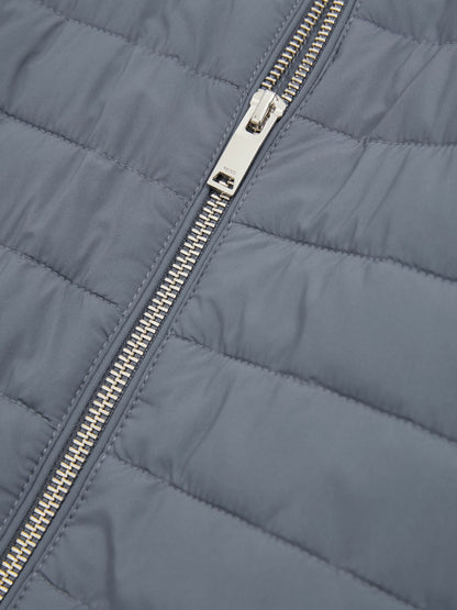 Reiss Value - Hybrid Quilt and Knit Zip-Through Jacket in Airforce Blue