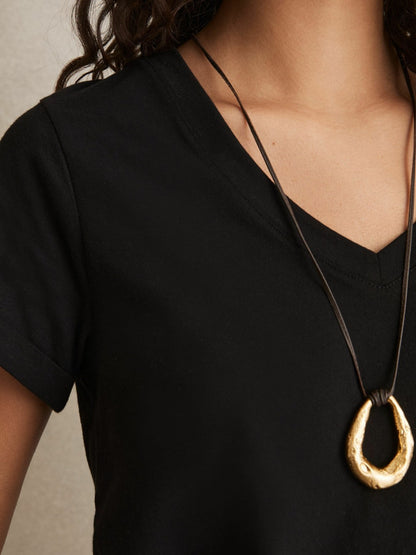 Reiss Sale - Cotton-Jersey V-Neck T-Shirt in Black